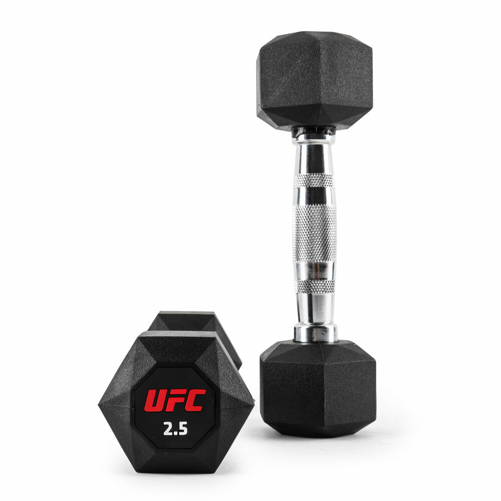 UFC 橡塑八角啞鈴 2.5kg,黑