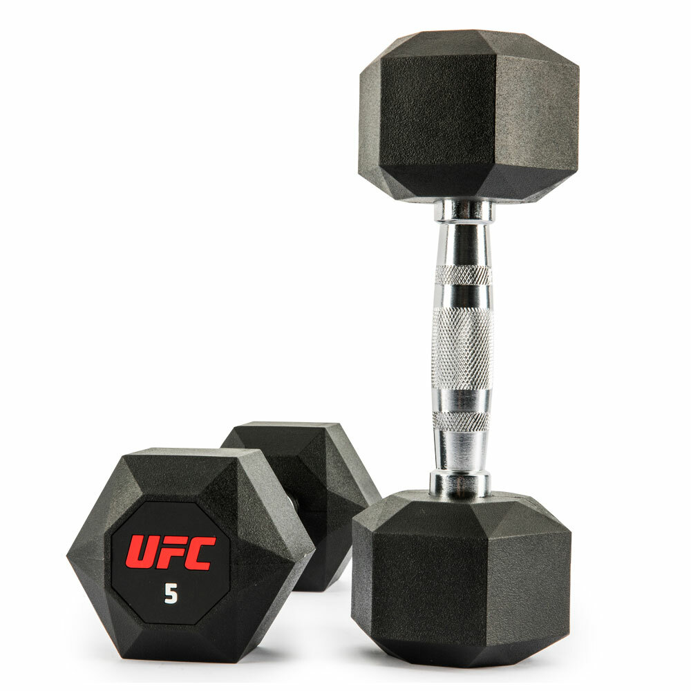 UFC 橡塑八角啞鈴 5kg,黑
