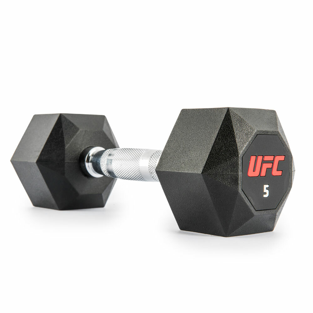 UFC 橡塑八角啞鈴 5kg,黑