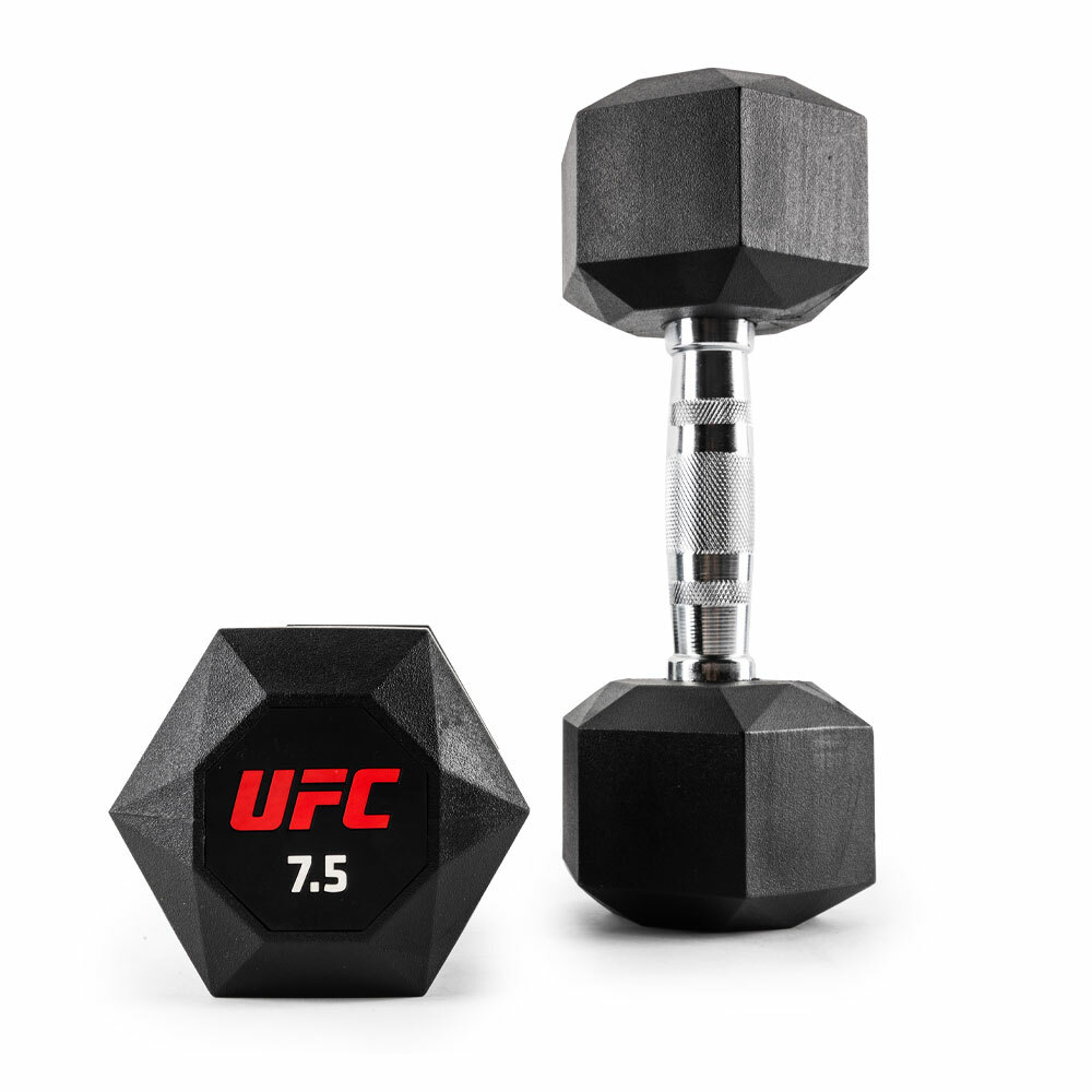 UFC 橡塑八角啞鈴 7.5kg,黑