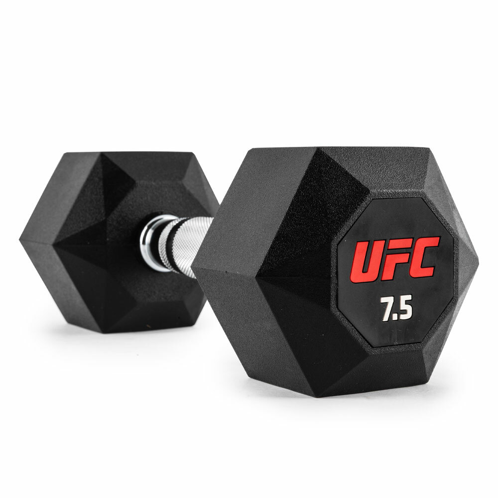 UFC 橡塑八角啞鈴 7.5kg,黑