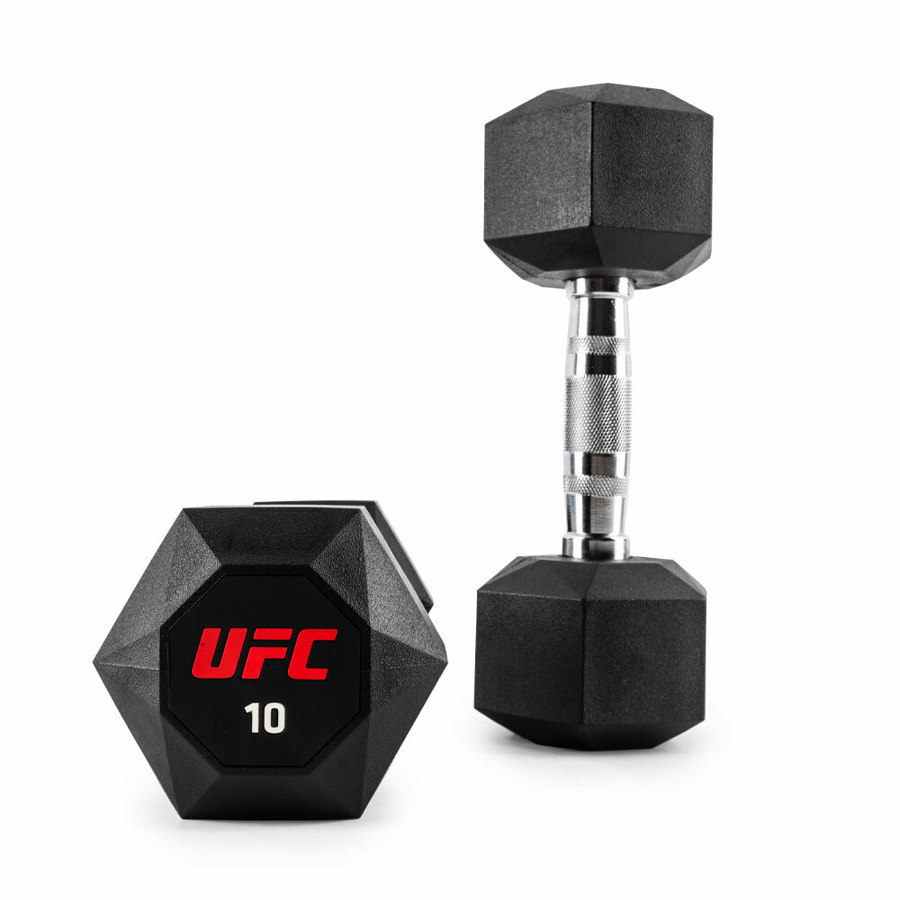 UFC 橡塑八角啞鈴 10kg,黑