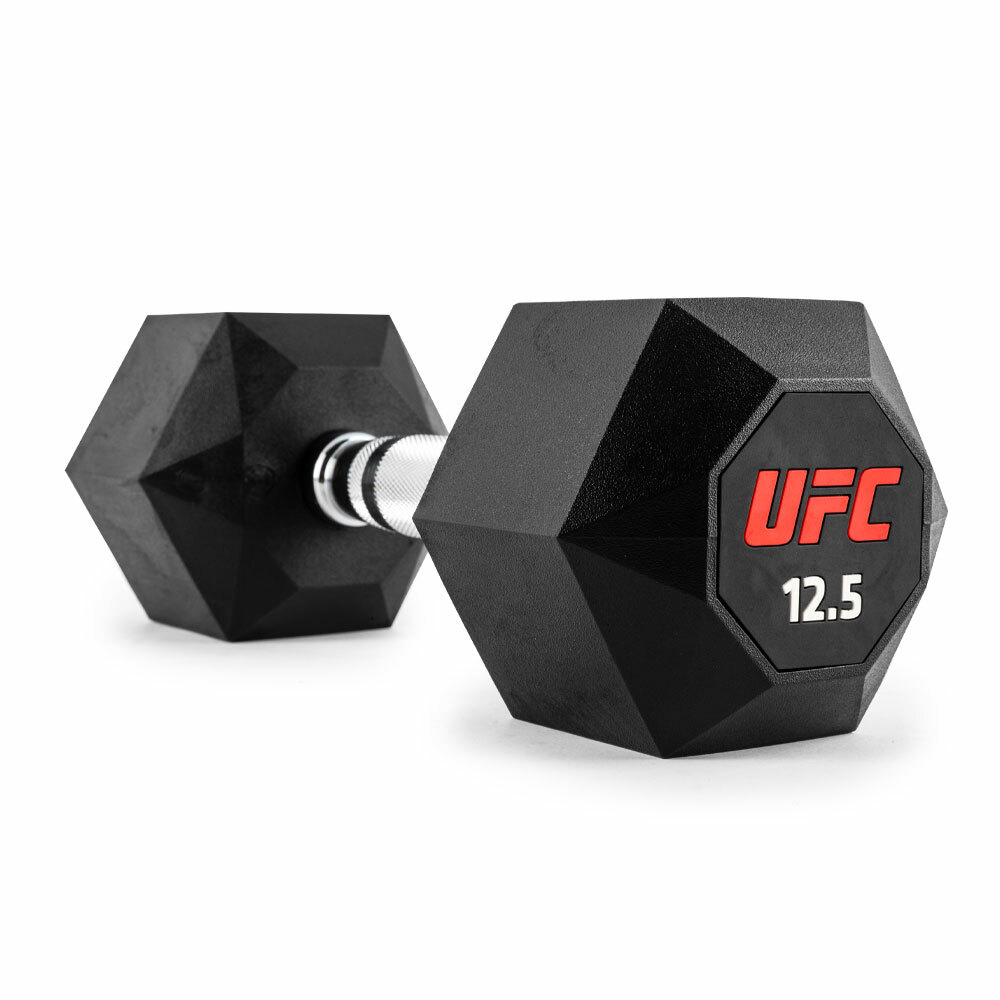 UFC 橡塑八角啞鈴 12.5kg,黑