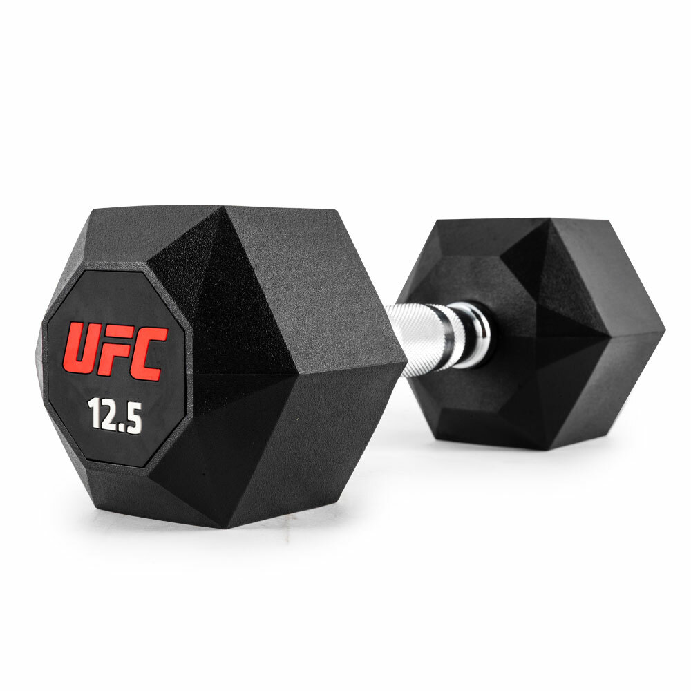 UFC 橡塑八角啞鈴 12.5kg,黑