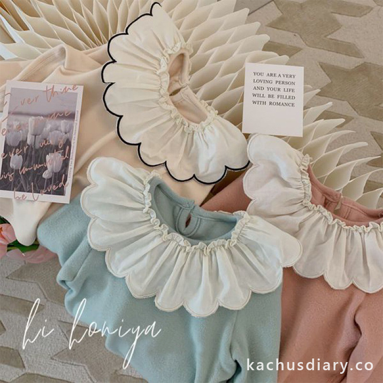 Girls' Cloud Lapel Lace Top