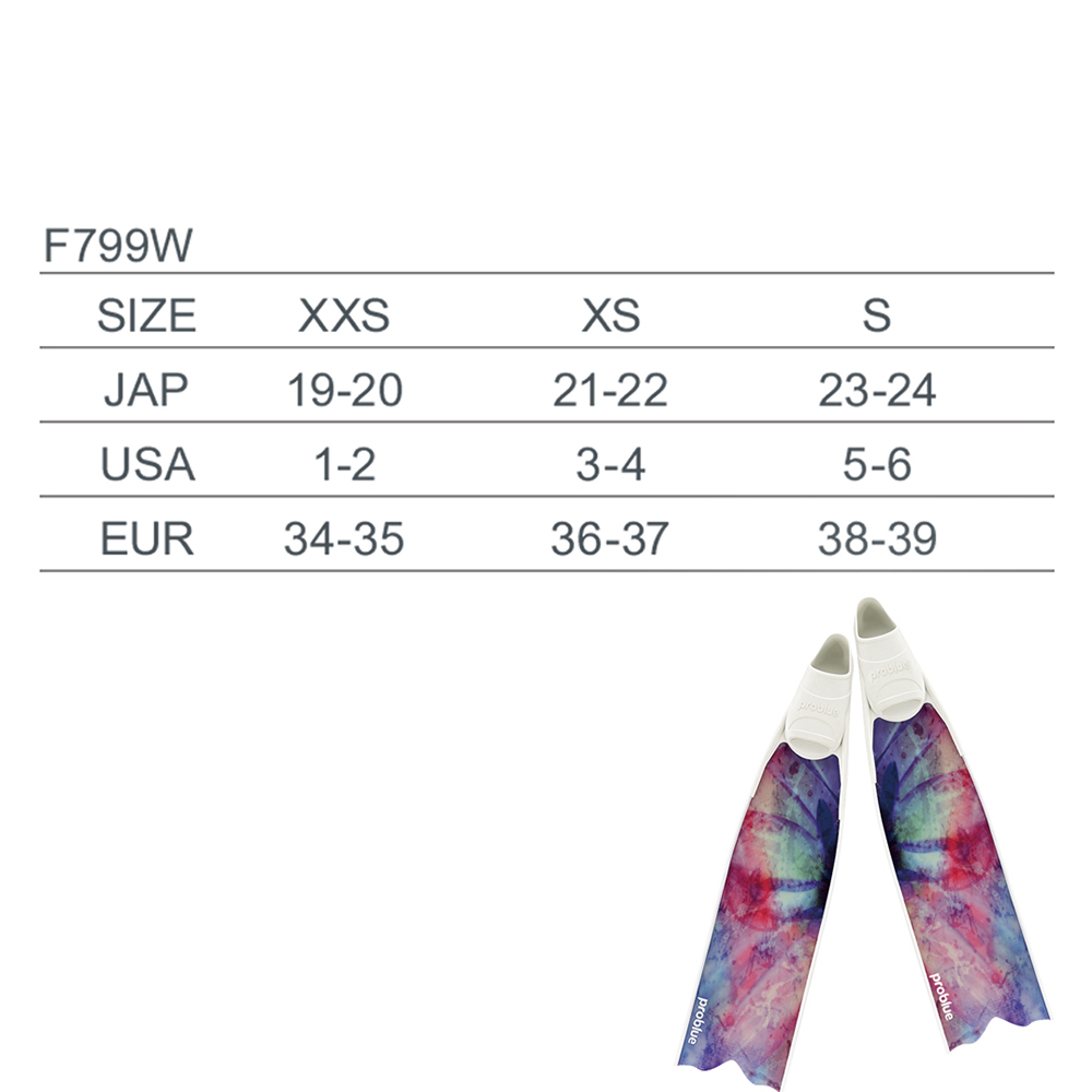 『需預訂』problue 玻纖長蛙鞋 F-799W 花朵