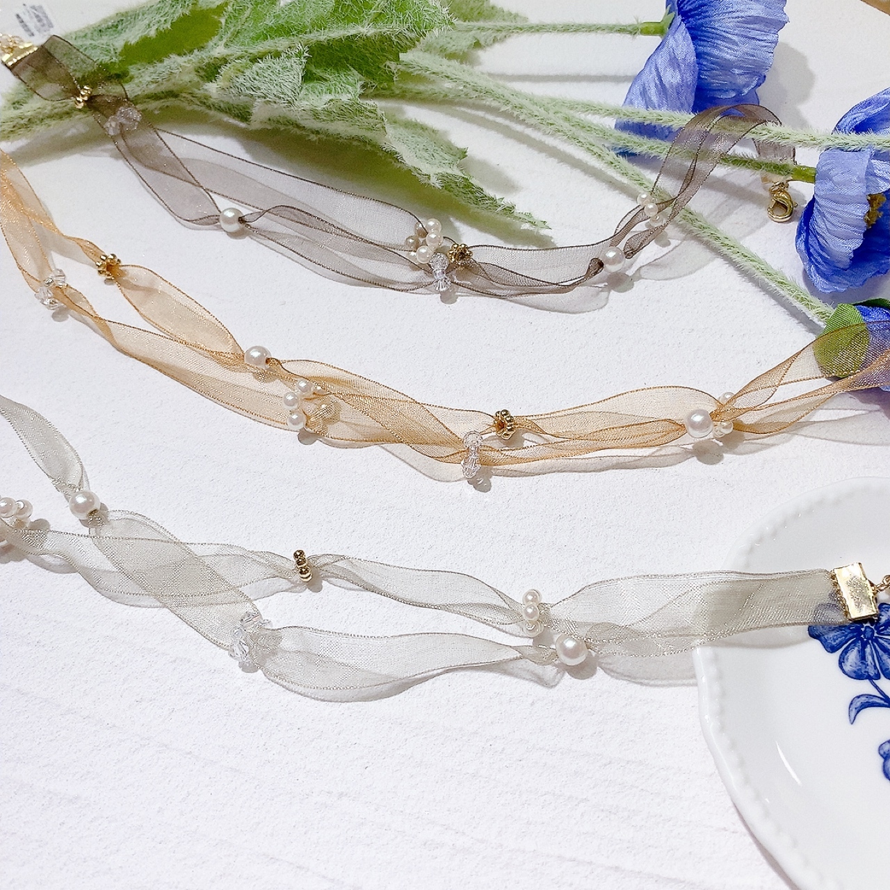 [日本制] 珍珠雙帶 Choker