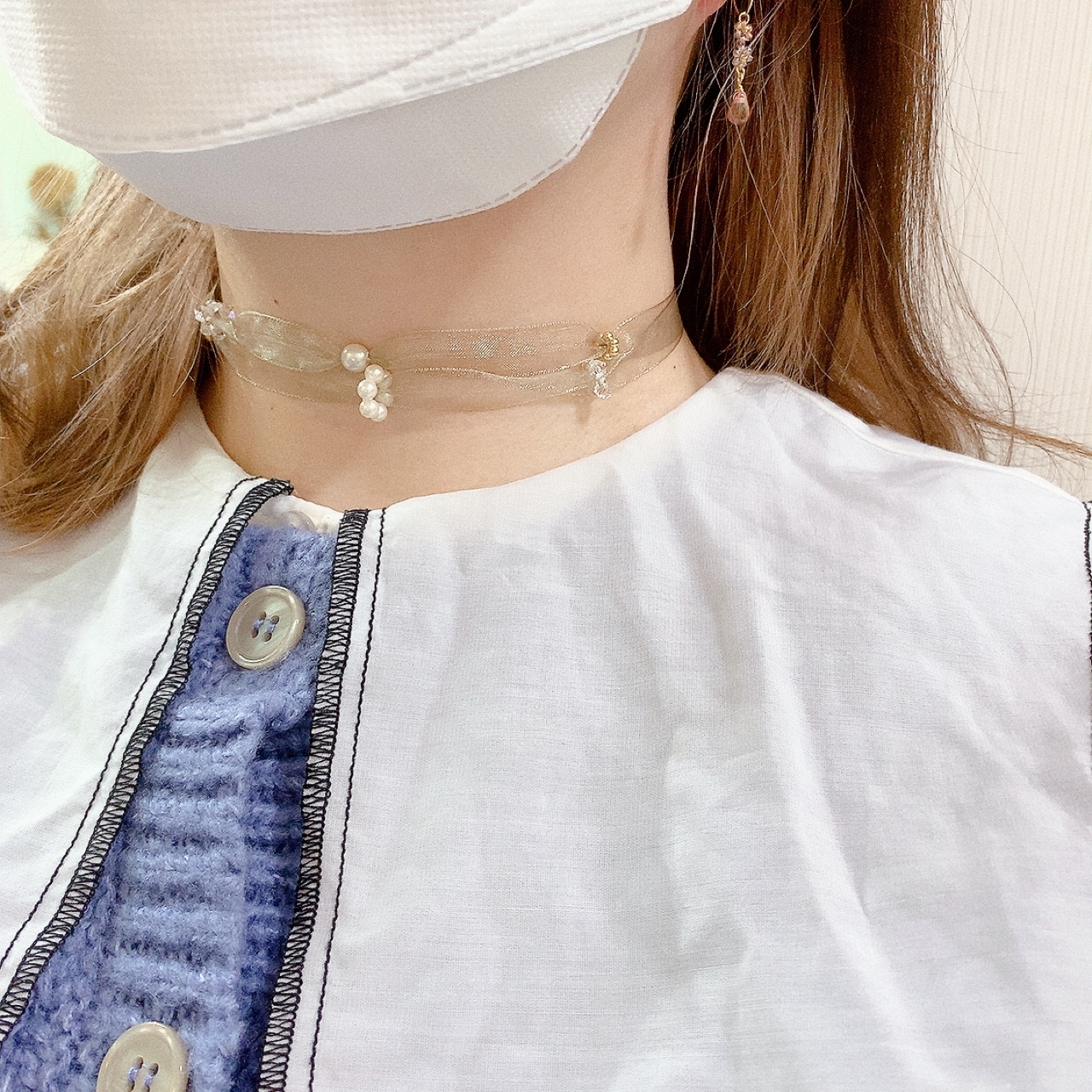 [日本制] 珍珠雙帶 Choker
