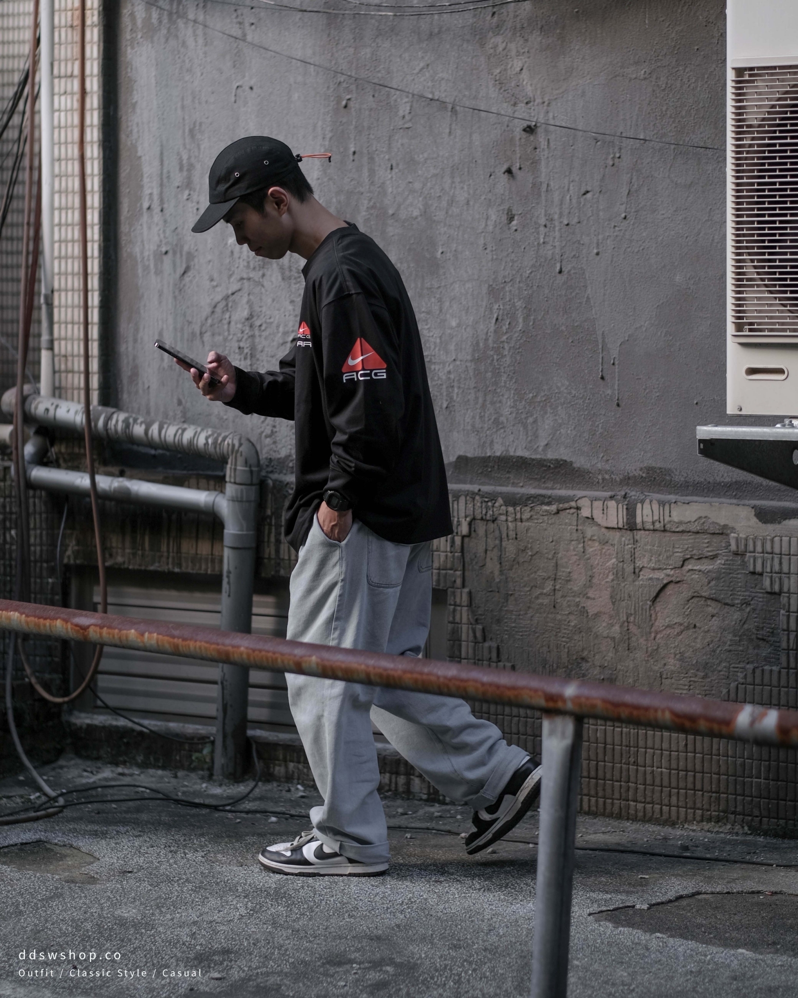 Nike ACG Shirts 薄長袖 串標 標語 經典 三角 Logo 黑色 DV9639-010