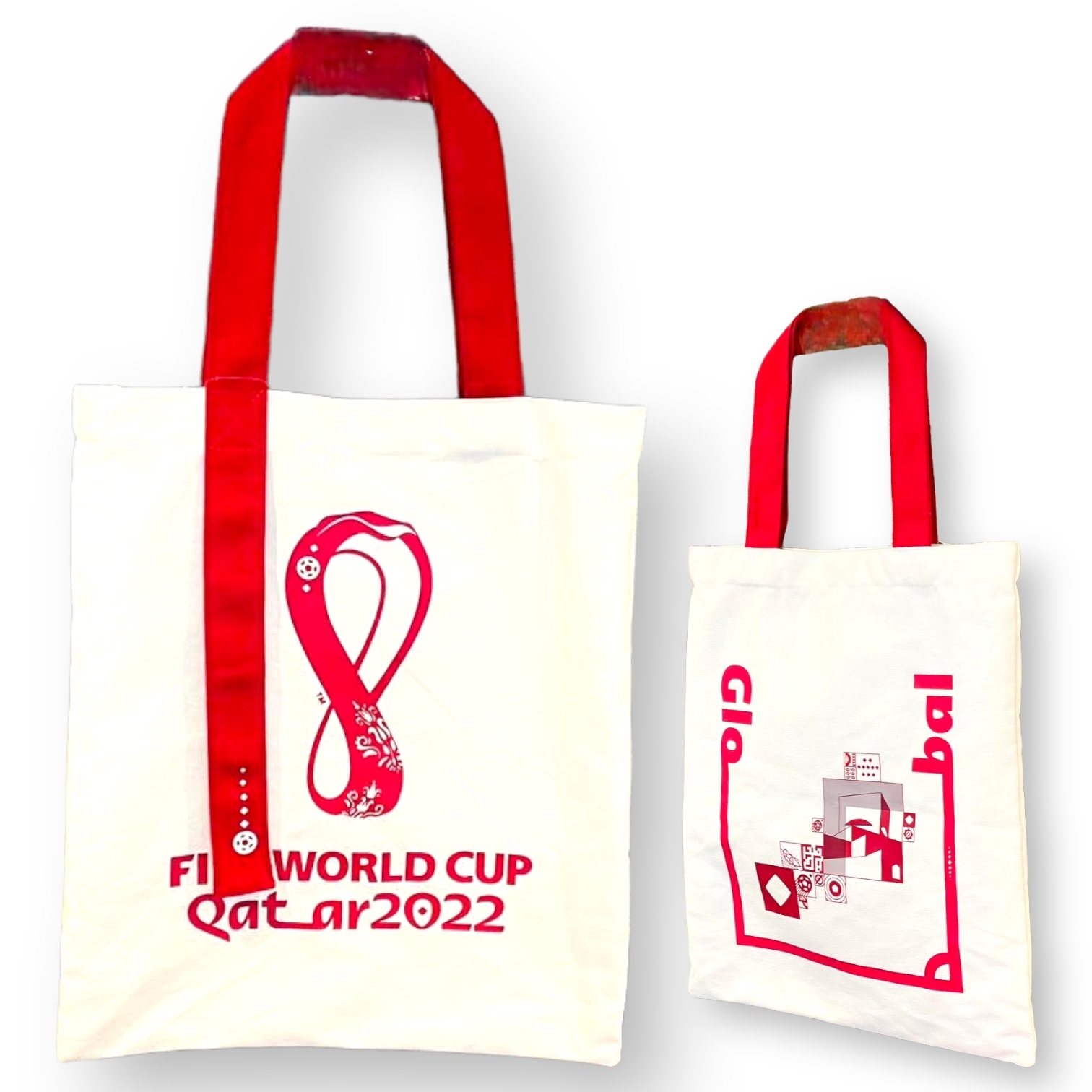 2022年世界盃白色/棗紅色會徽購物袋