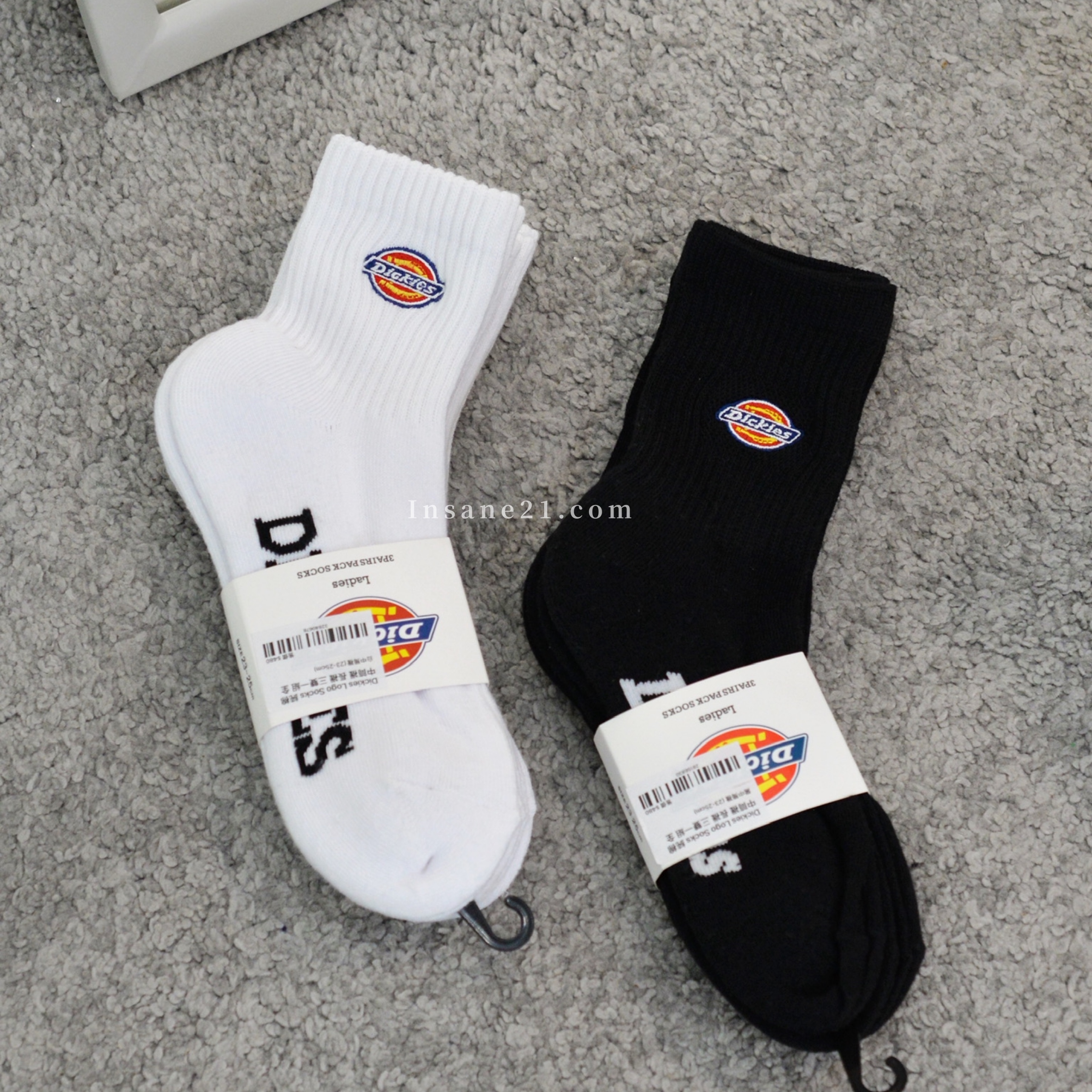 Dickies Logo Socks 純棉 中筒襪 長襪 三雙一組 全黑 // 全白 // 全灰