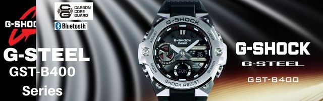 G-Shock G-Steel x Carbon GST-B400 Series Bluetooth Solar Analog Digital Men's Watch
