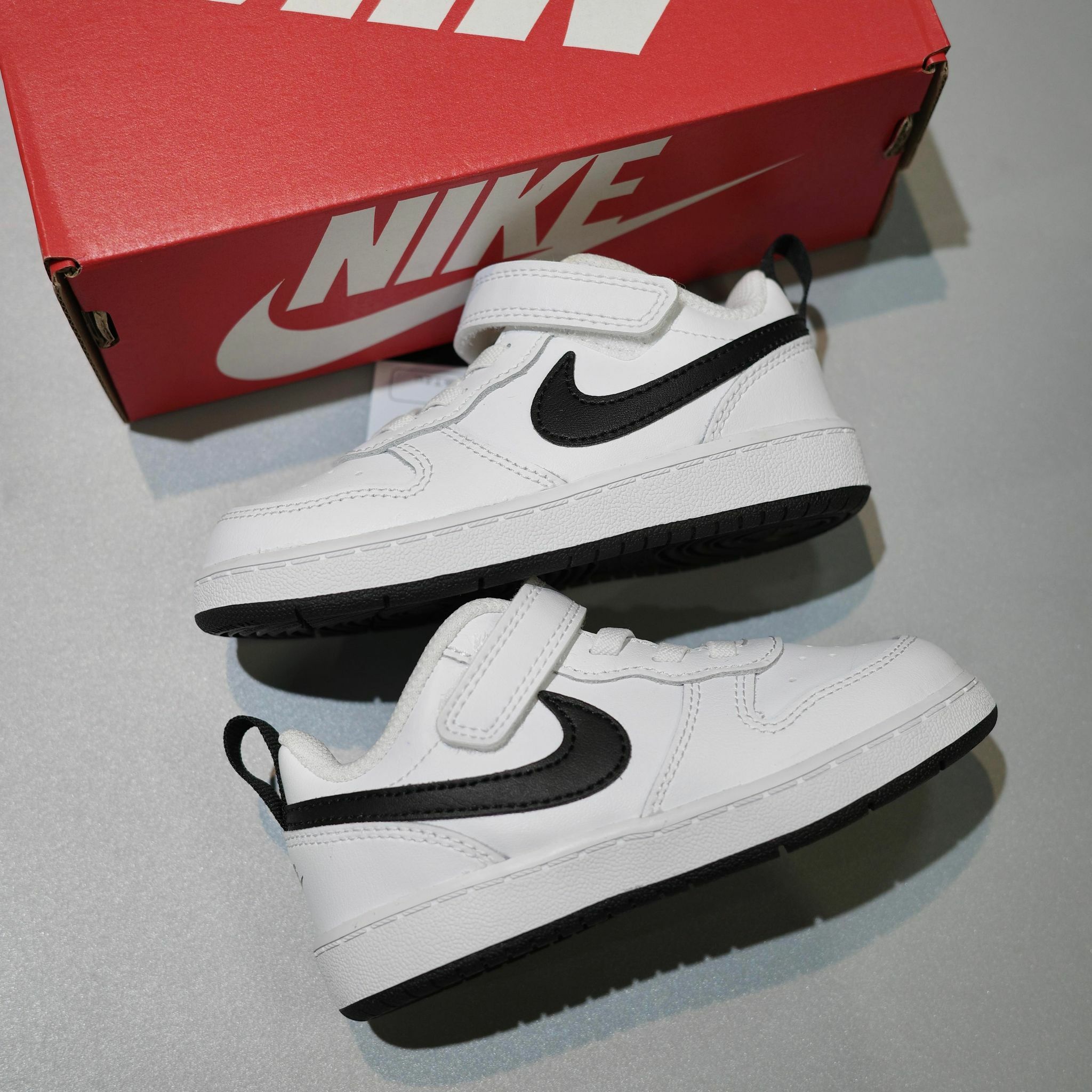 Nike court borough low 2 (TDV) 小童 童鞋 魔鬼氈 白底黑勾 BQ5453 104