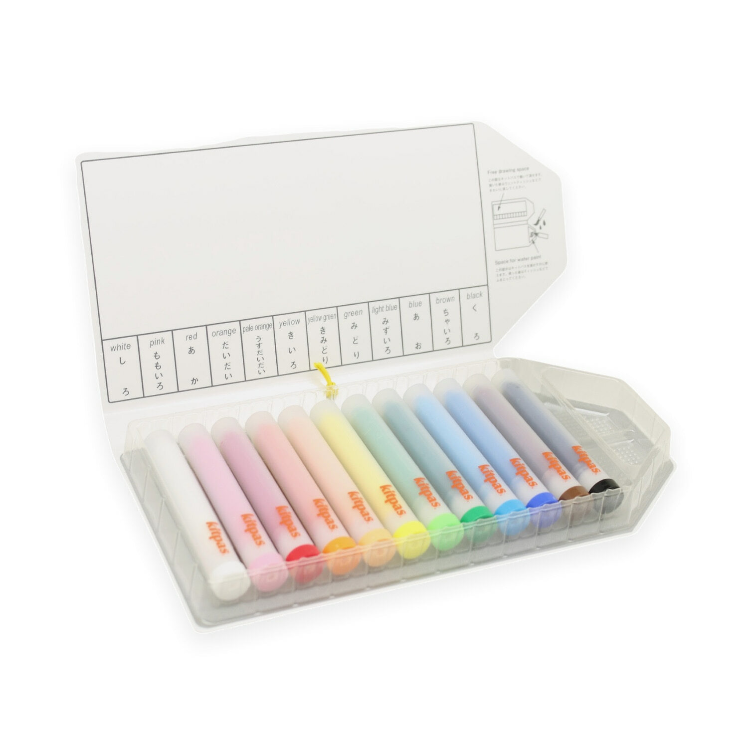 日本製Kitpas 可畫玻璃兒童顏色筆 12色-藍色包裝