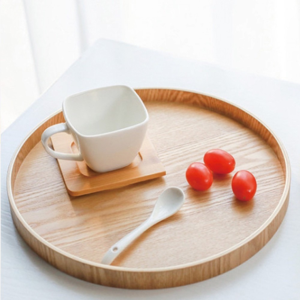 【Hook's嚴選】北歐簡約．復古圓形木質收納托盤