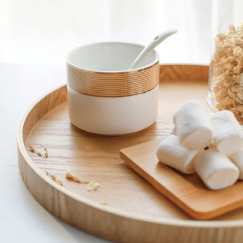 【Hook's嚴選】北歐簡約．復古圓形木質收納托盤