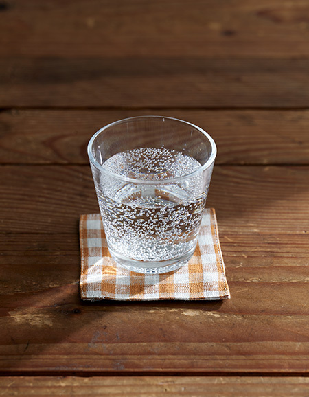 fog-亞麻杯墊/棕白格紋