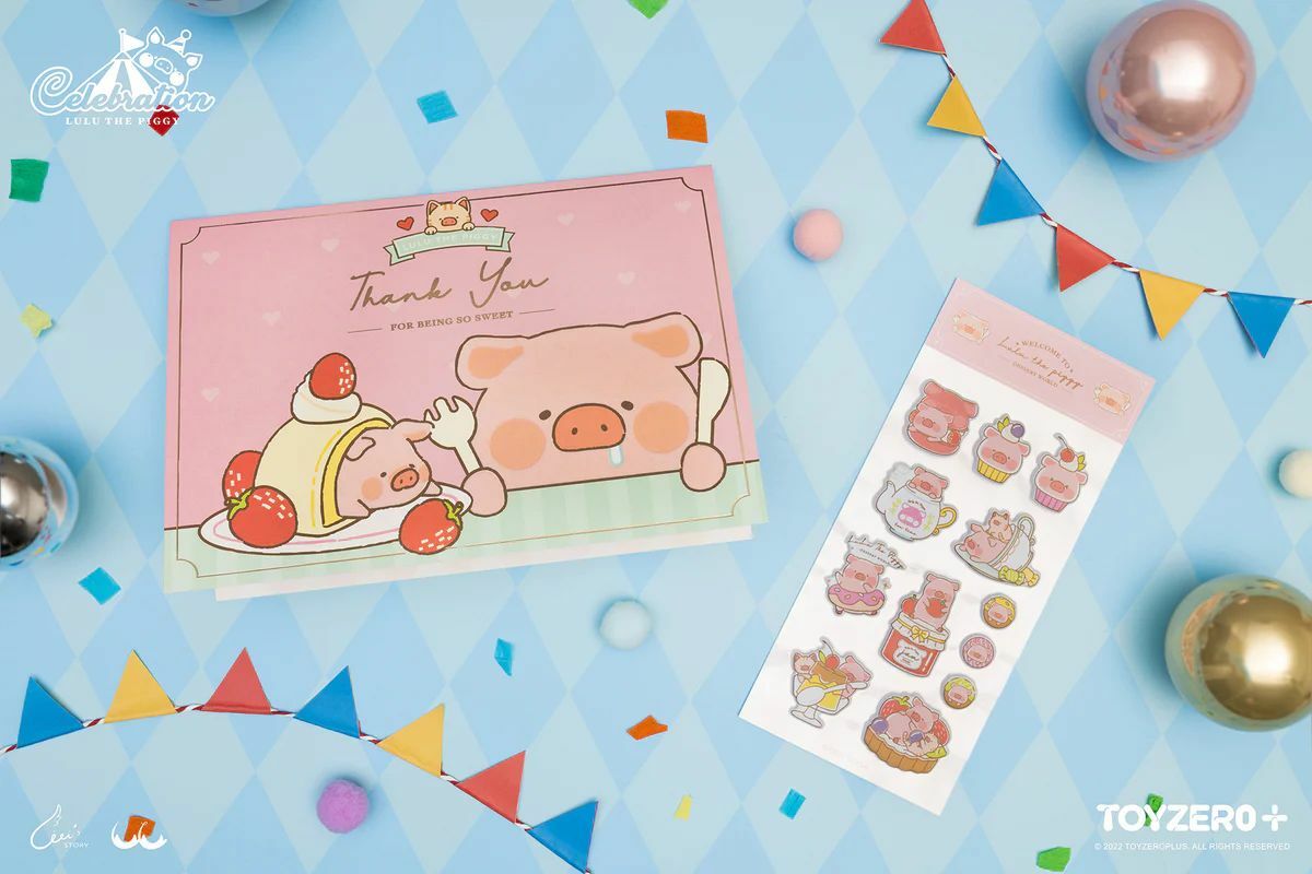 罐頭豬 LULU 歡樂時光 - 祝福卡連貼紙包