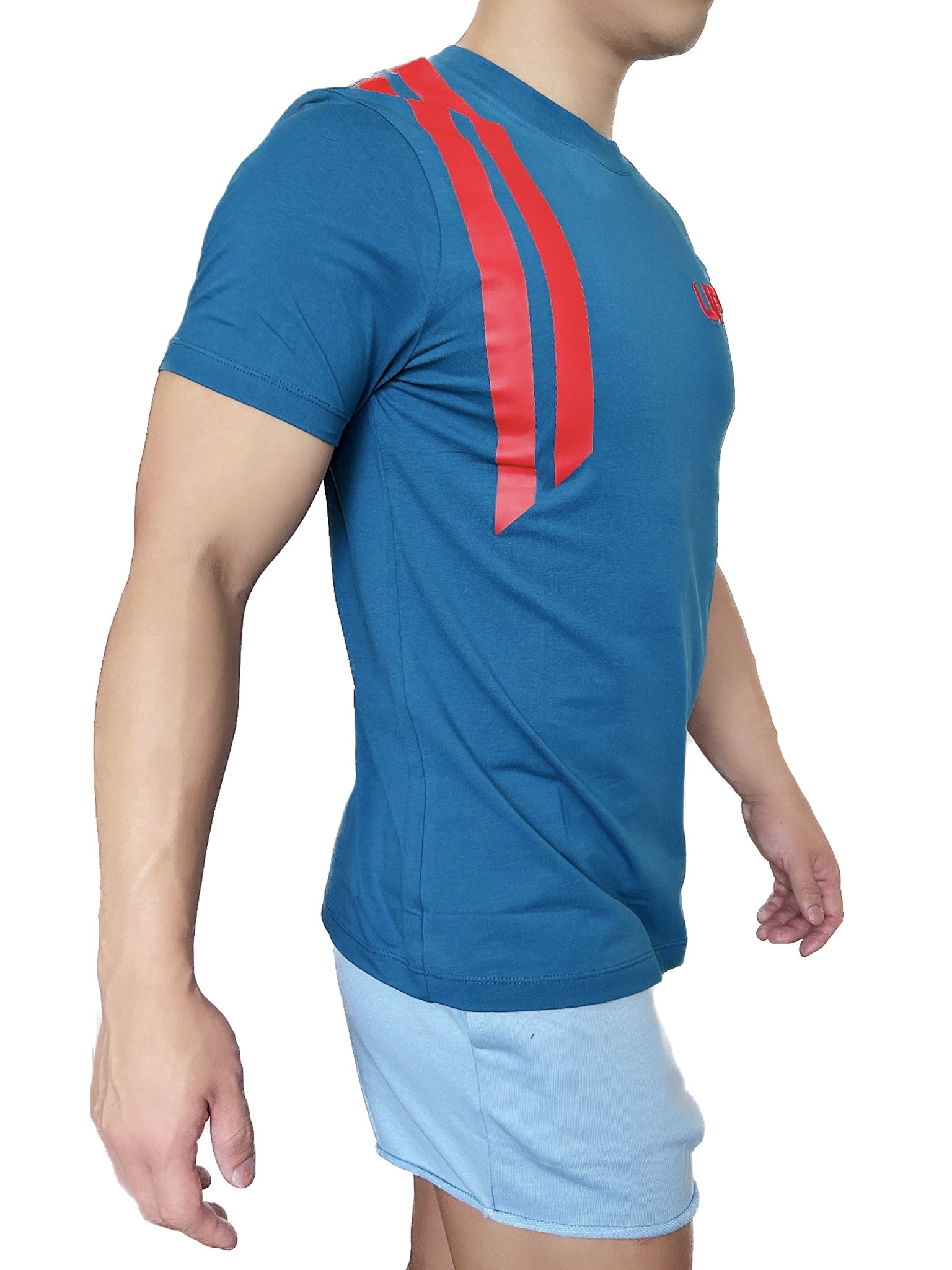 Stripe UP T恤 孔雀綠