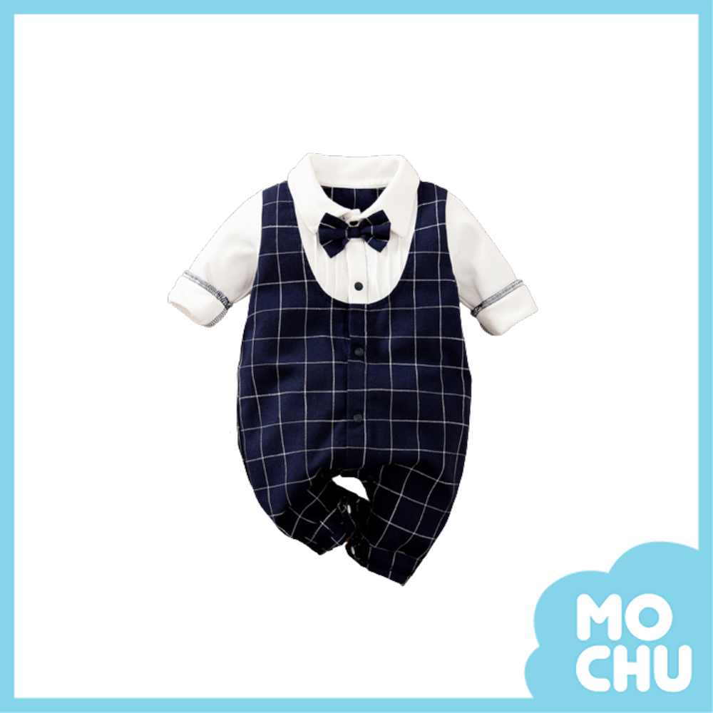 藏青方格紳士連身衣