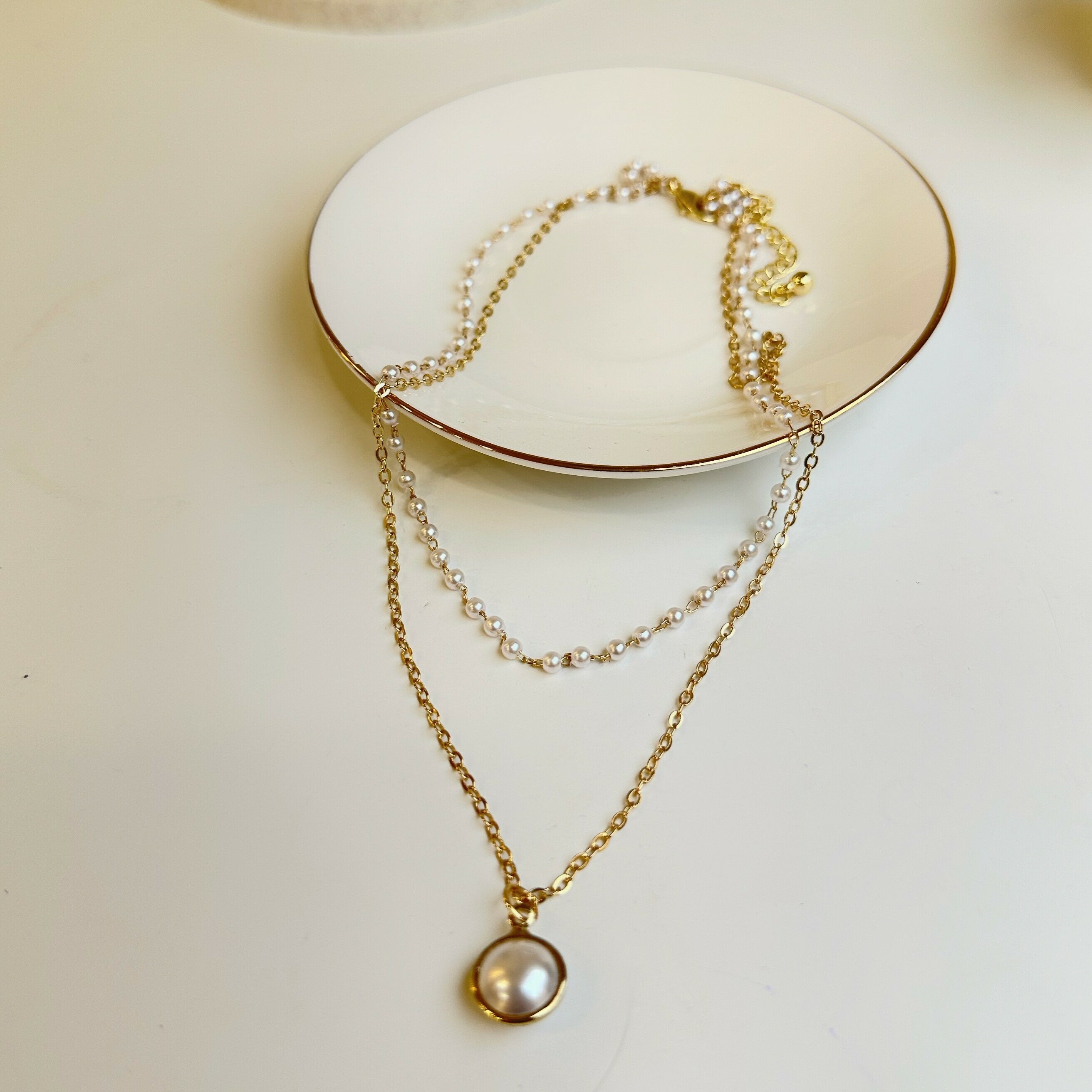 犒賞．珍珠雙層頸鏈