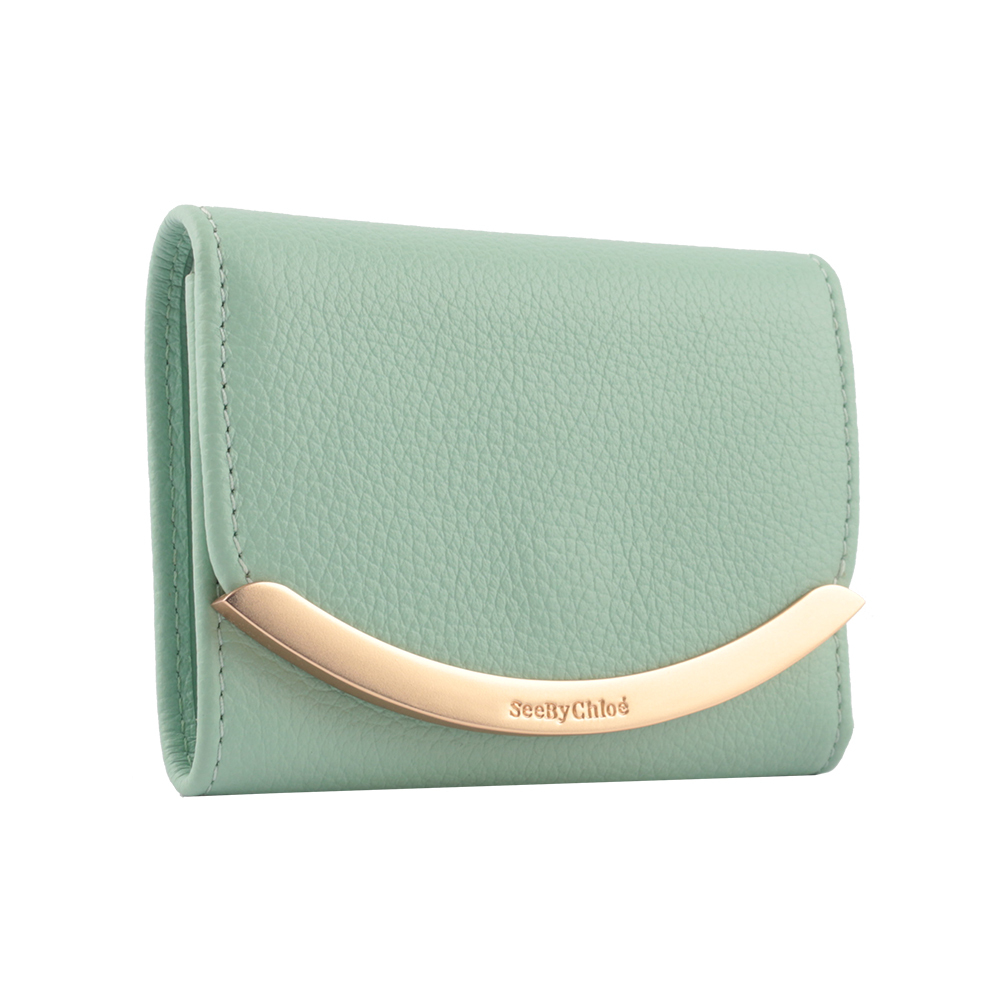【See by Chloé】Lizzie 弧形標誌三折零錢袋短夾(薄荷綠)