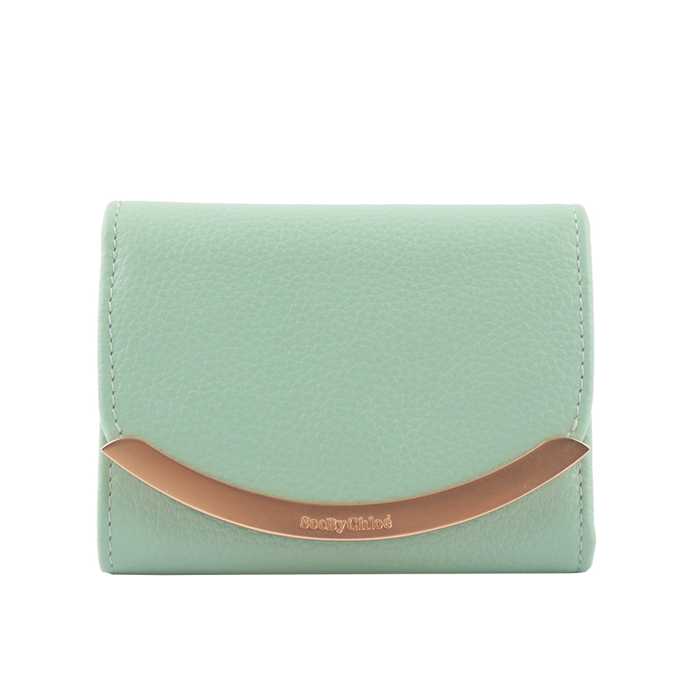 【See by Chloé】Lizzie 弧形標誌三折零錢袋短夾(薄荷綠)