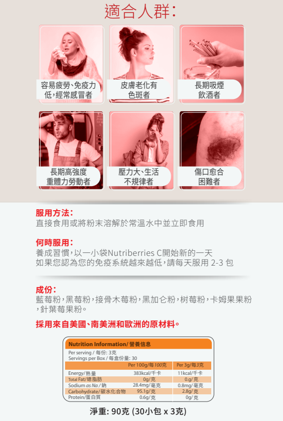 Nutriberries C 來自漿果的維生素C (30包裝)