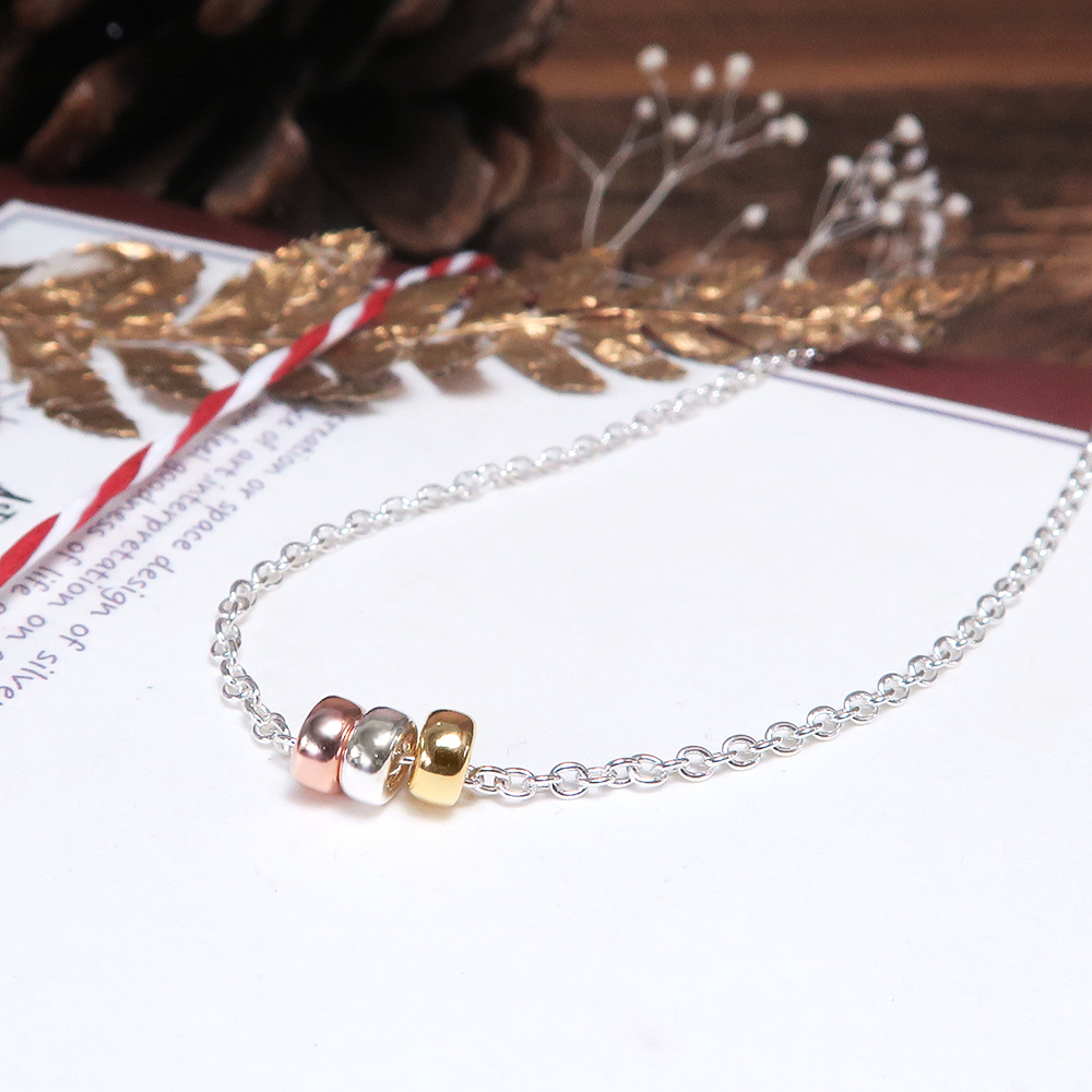 三色銀珠項鍊 925純銀項鍊 珠珠項鍊