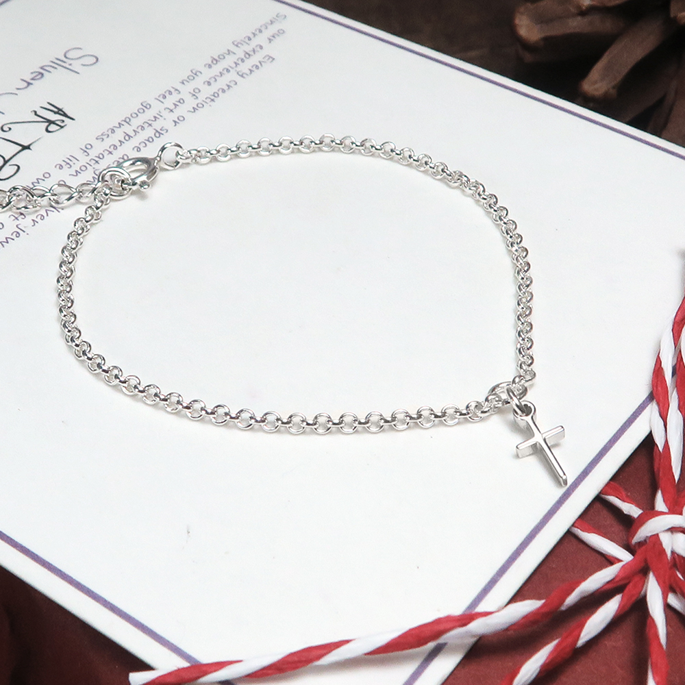 迷你十字架手鍊  925純銀女生手鍊