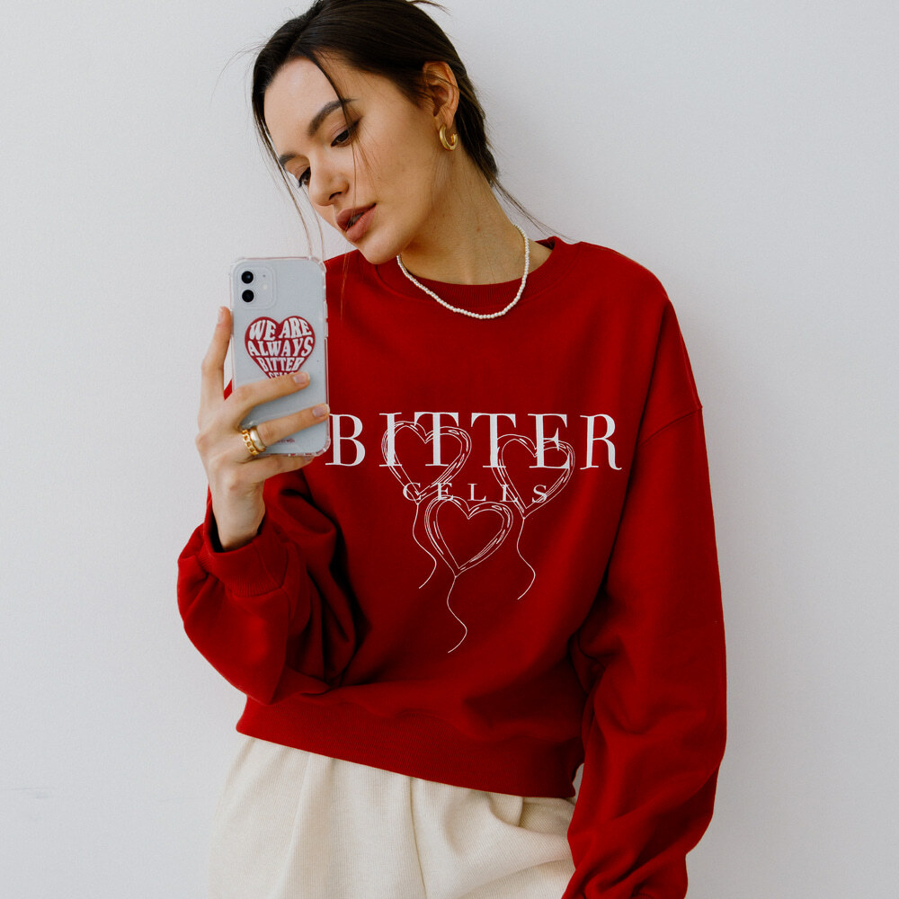 BITTER CELLS Heart Balloon Sweat Shirt