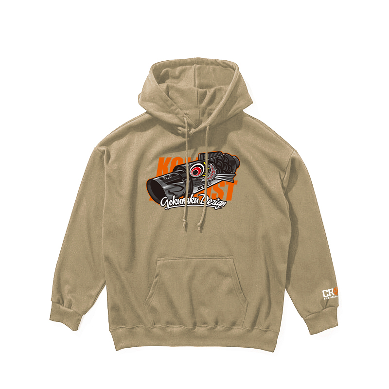 XCTRL x Gokuraku 極楽聯名鯉魚排氣管帽T-卡其