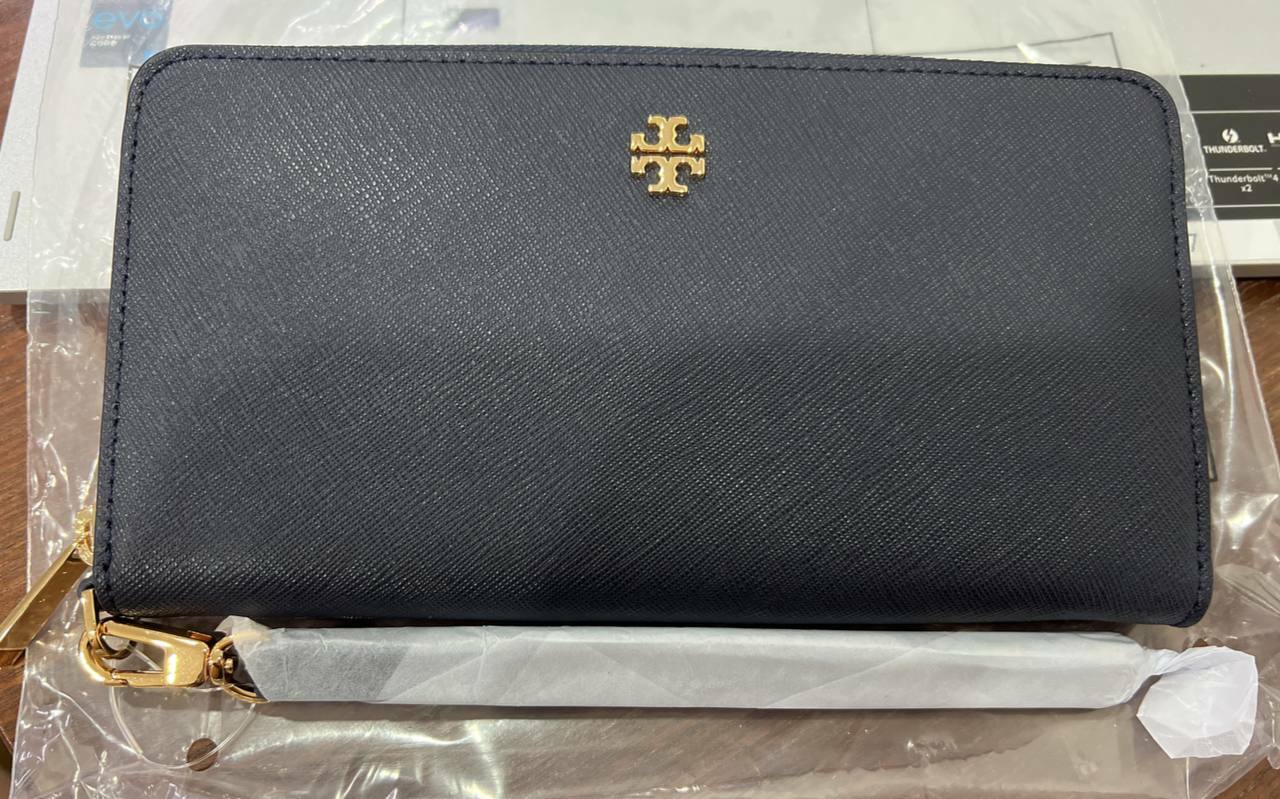 [S] TORY BURCH EMERSON WRISTLET ZIP CONTINENTAL WALLET,TORY NAVY, 74179-405 (STB219)