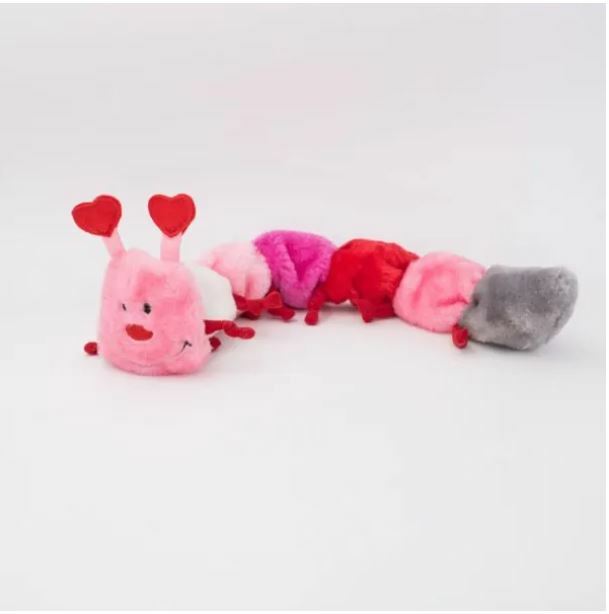 Zippy Paws - Valentine's Caterpillar - Large with 6 Squeakers