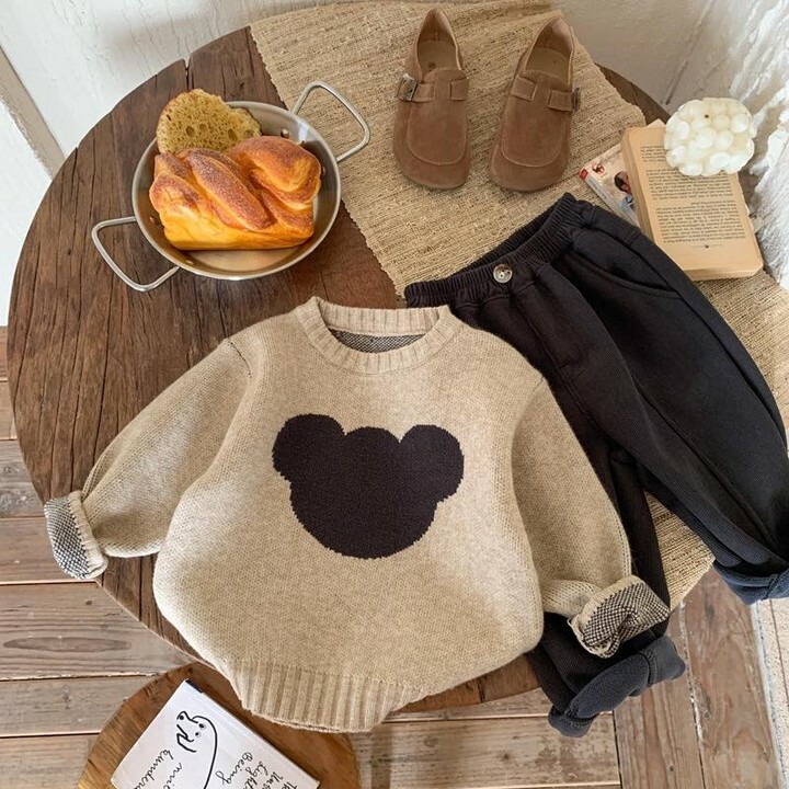 Q11BE_FW22 🐻韓風杏色小熊針織上衣(pre-order)