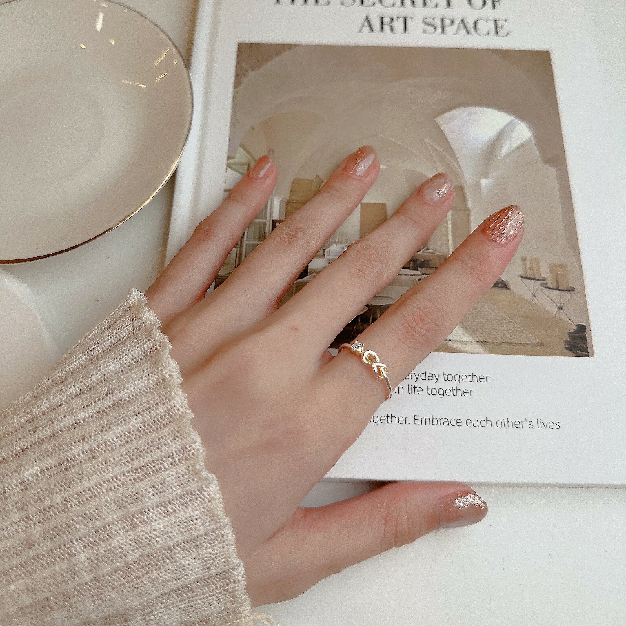 無限單鑽純銀戒指