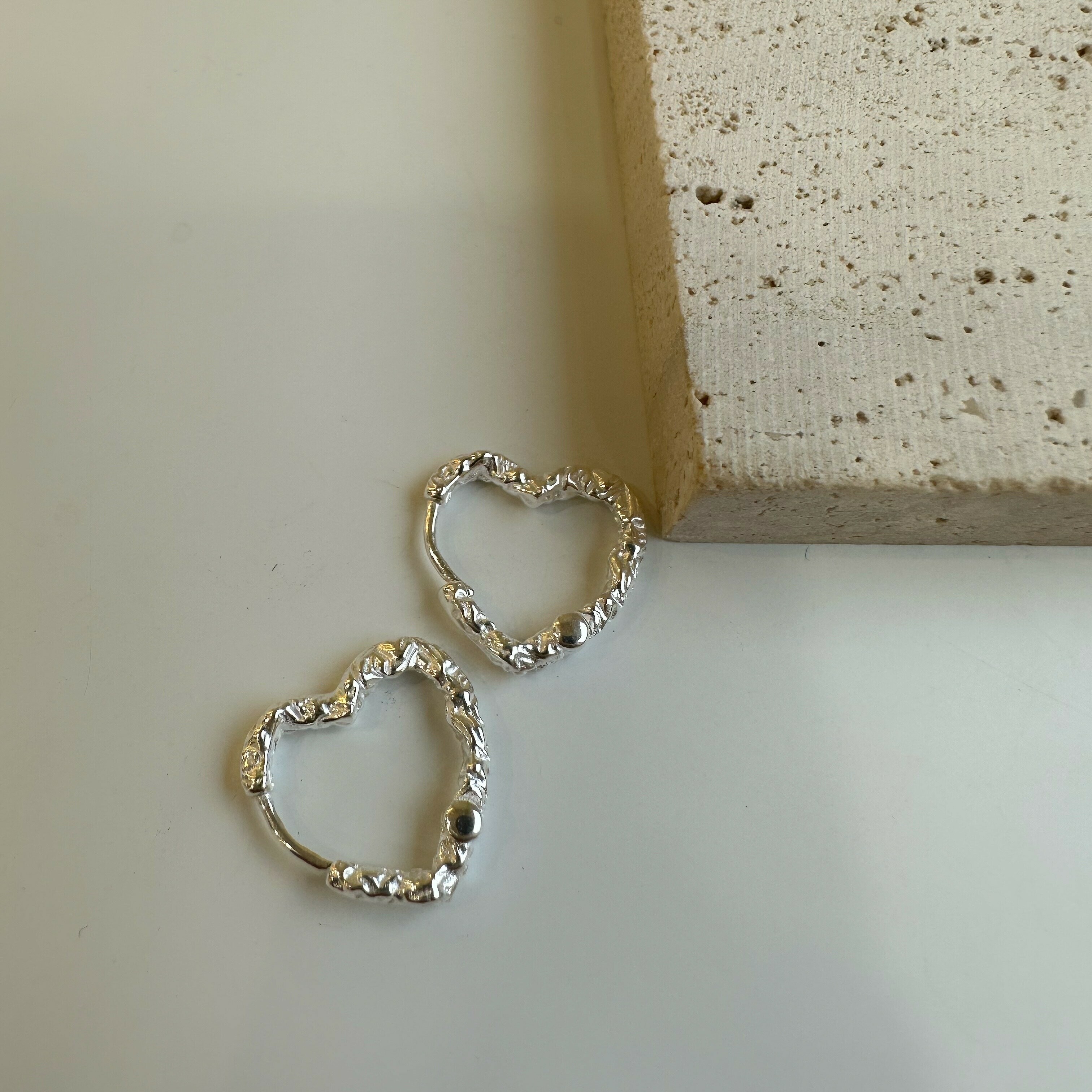 走心．素面愛心純銀易扣