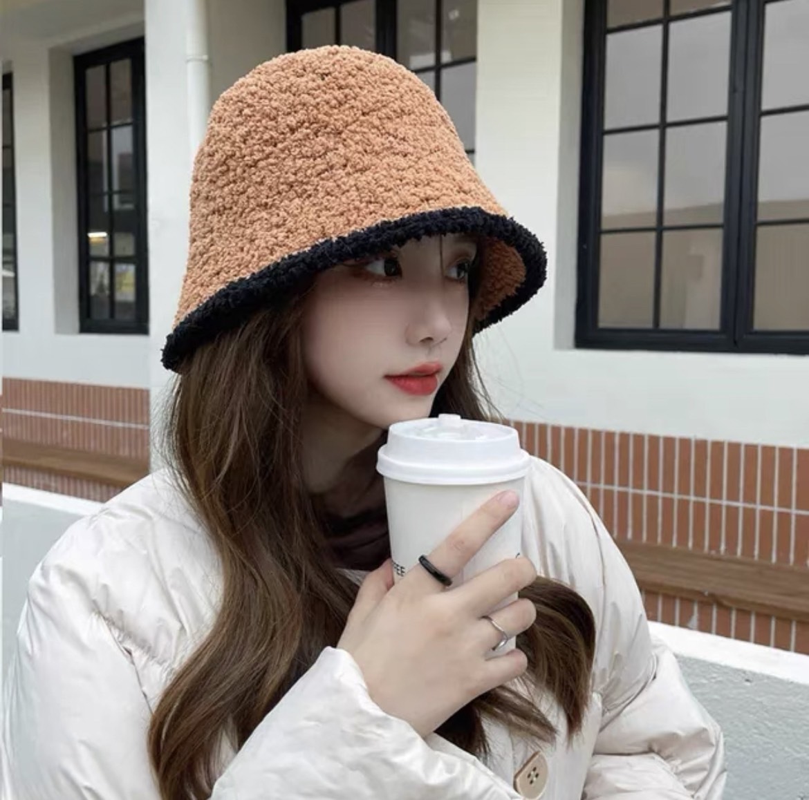 針織毛絨小香雙色漁夫帽/三色