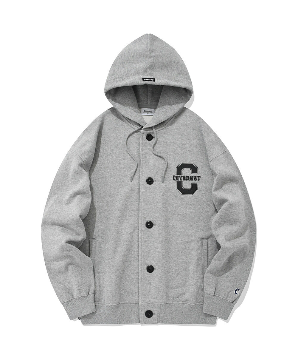 COVERNAT C-LOGO 連帽 鈕扣夾克外套 灰色
