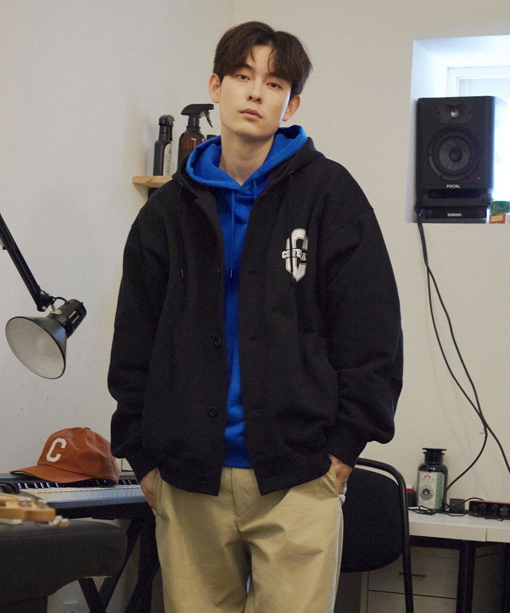 COVERNAT C-LOGO 連帽 鈕扣夾克外套 黑色