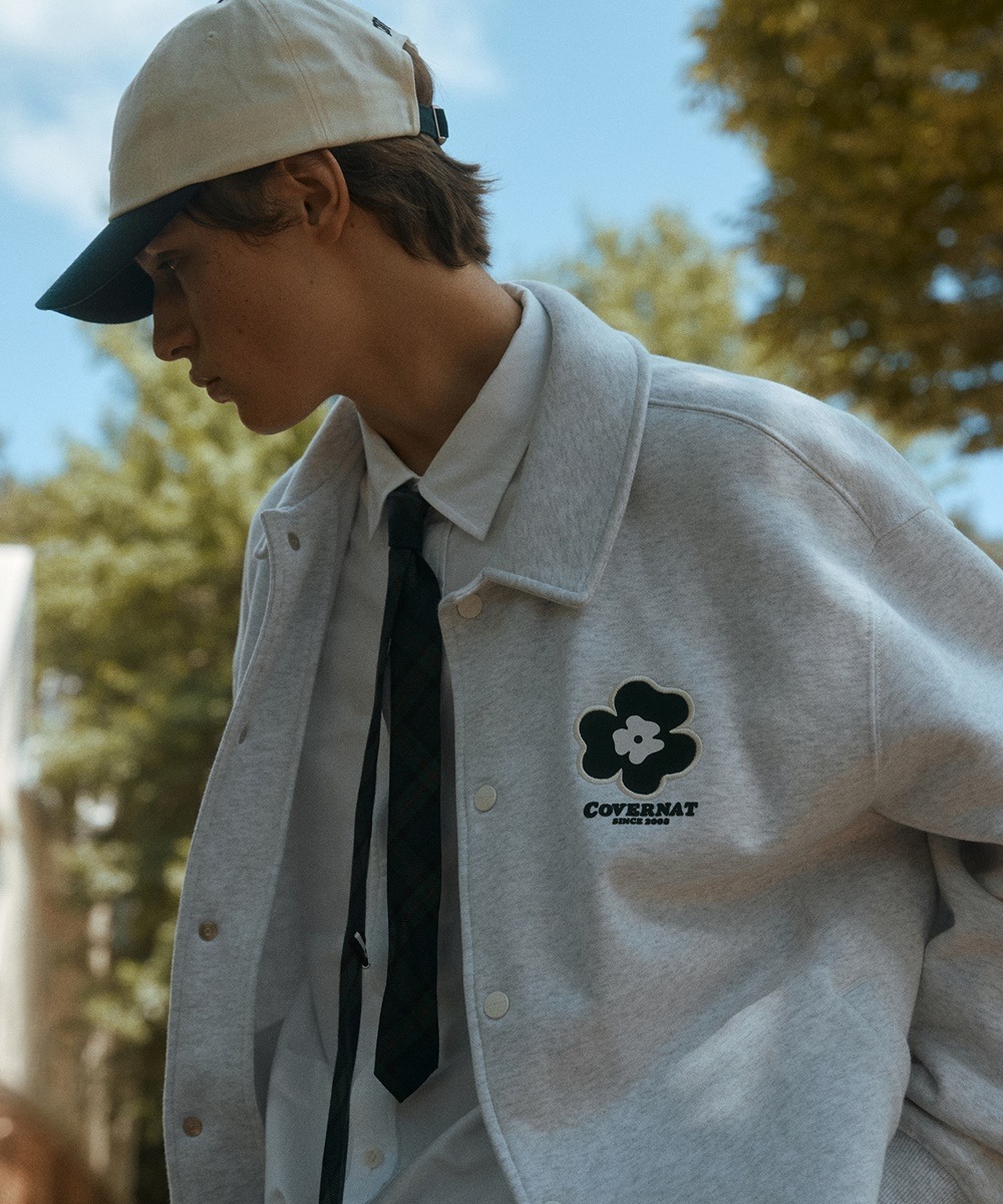 COVERNAT 花花 鈕扣夾克外套 灰色