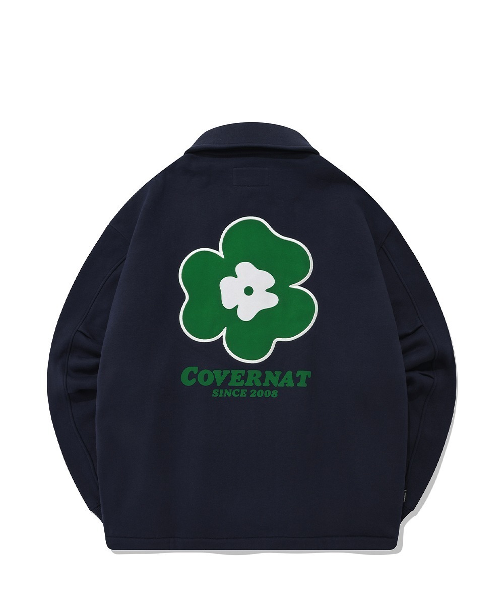 COVERNAT 花花 鈕扣夾克外套 海軍藍