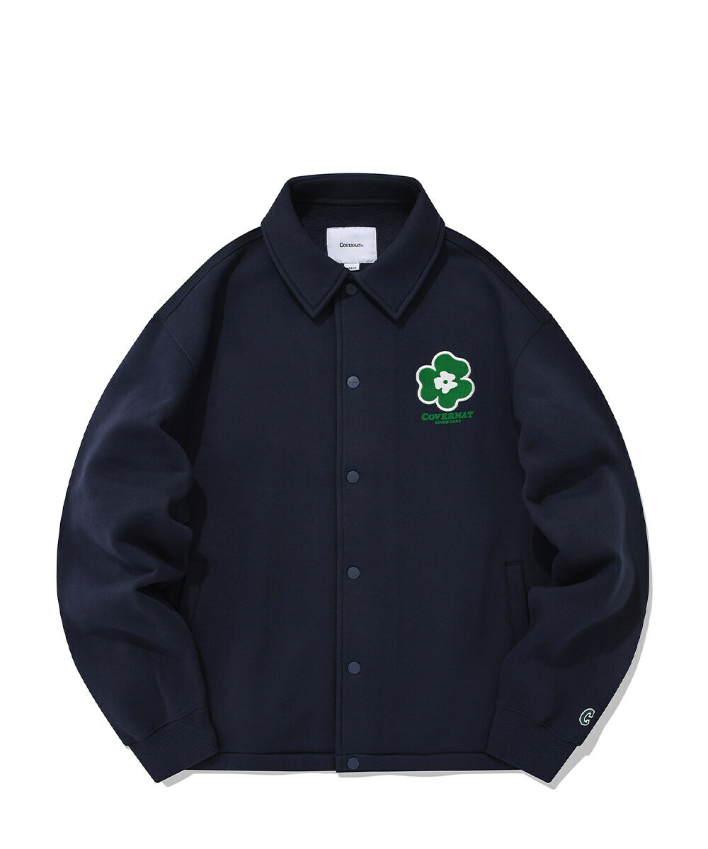 COVERNAT 花花 鈕扣夾克外套 海軍藍