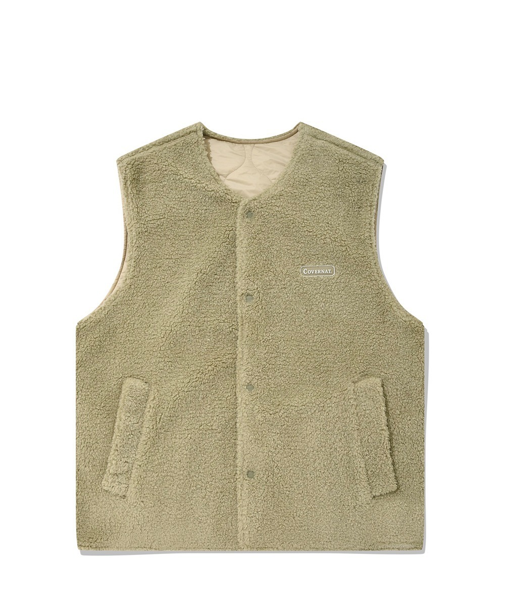 COVERNAT  雙面背心 鼠尾草綠/米白色