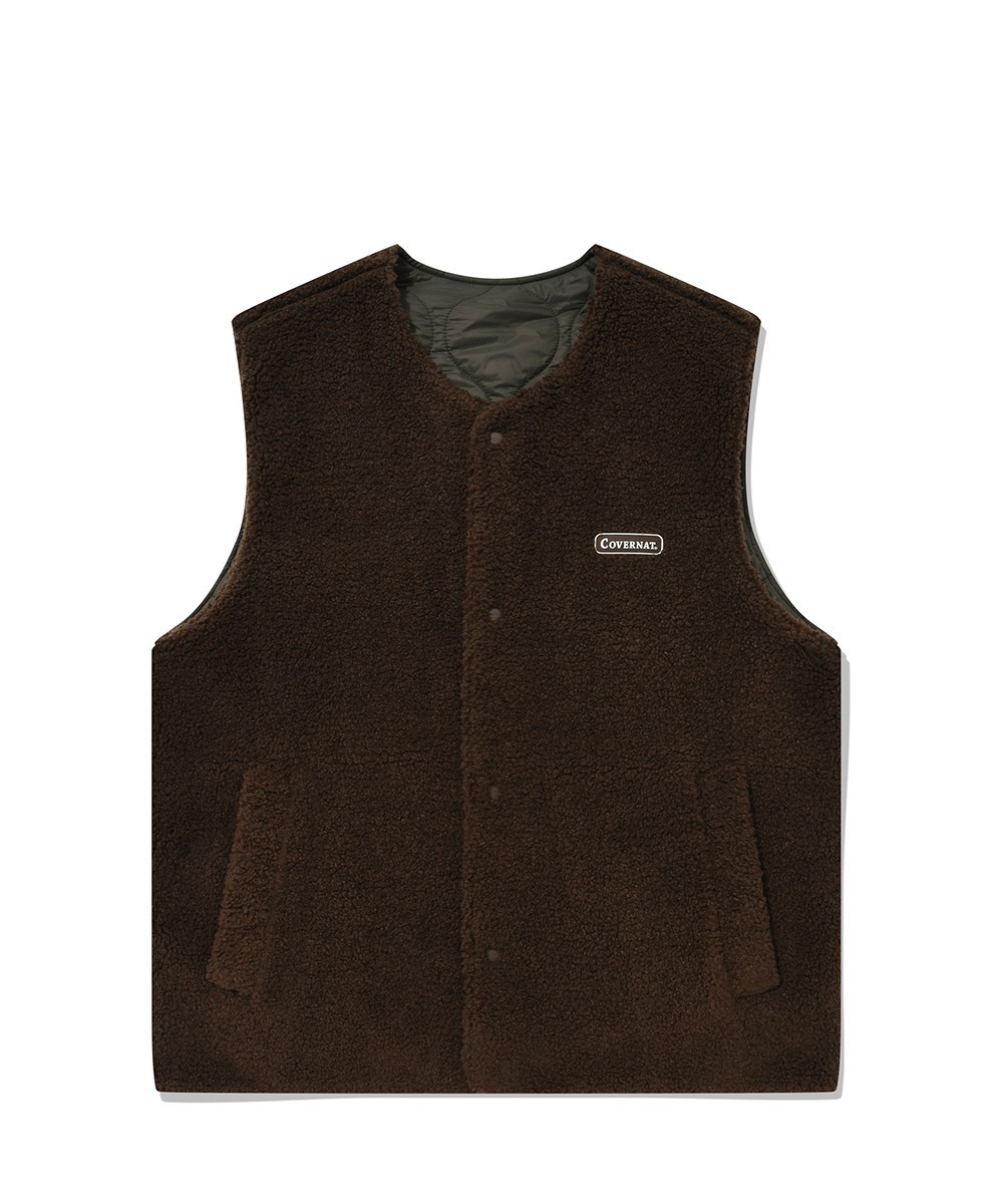 COVERNAT  雙面背心 棕/橄欖綠色