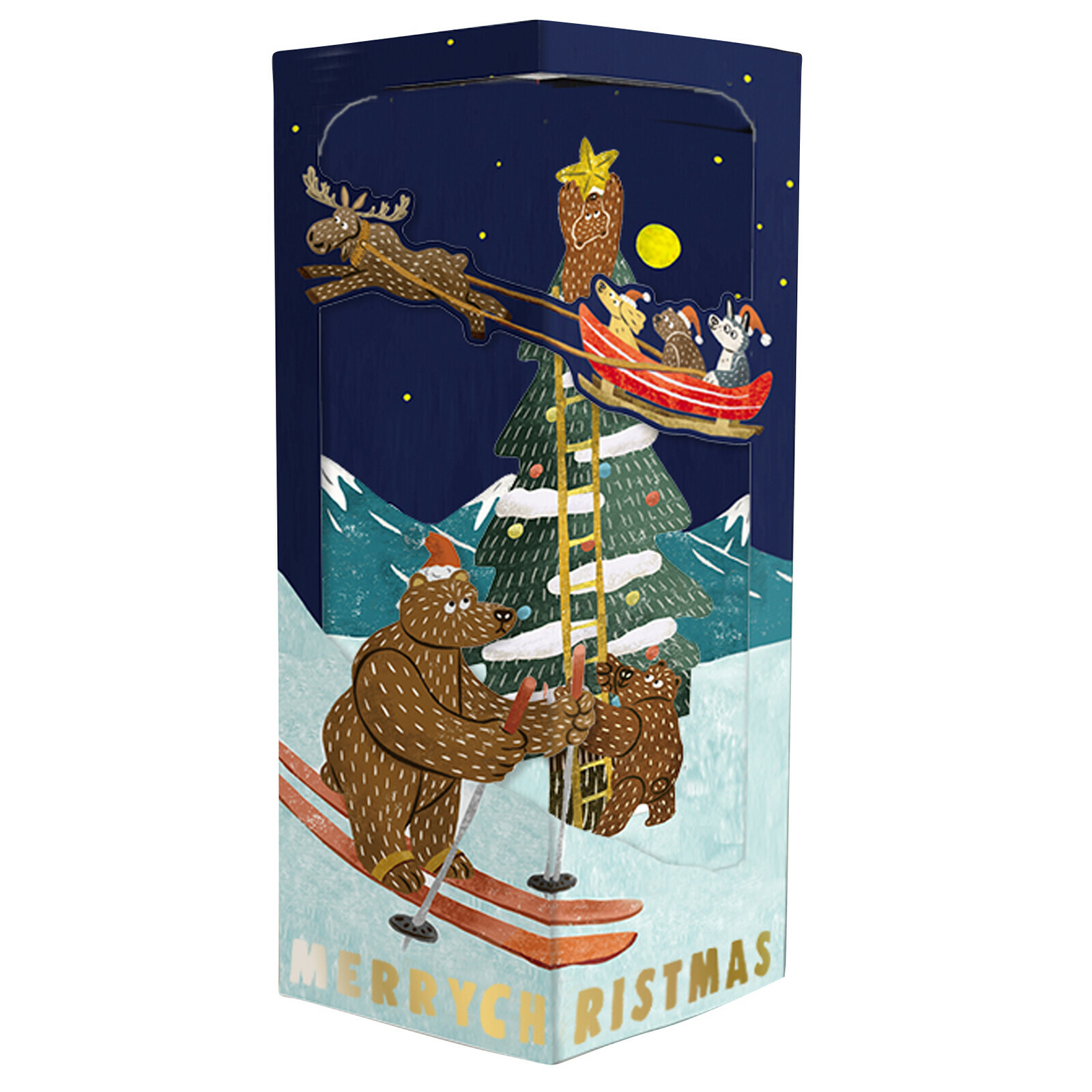 滑雪 露營熊 立體聖誕卡片｜日本OKATAOKA