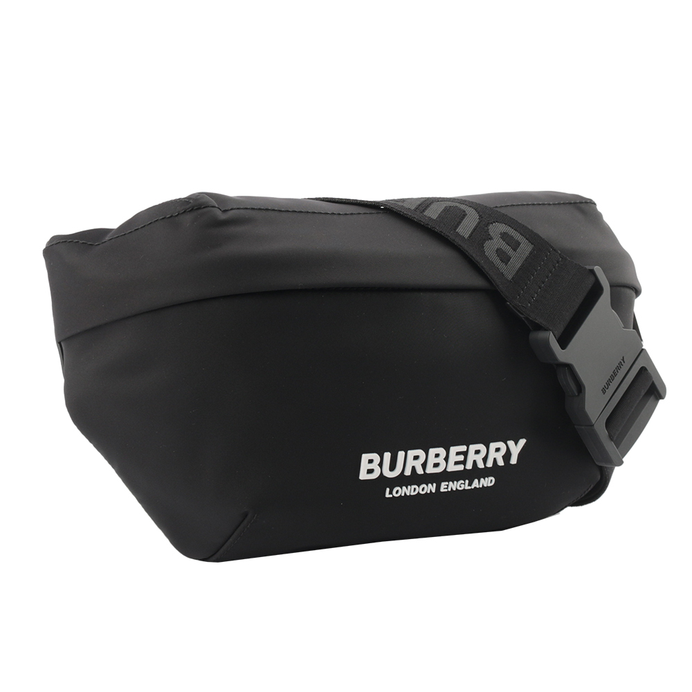 【BURBERRY】Logo 標誌尼龍 Sonny腰包(黑色)