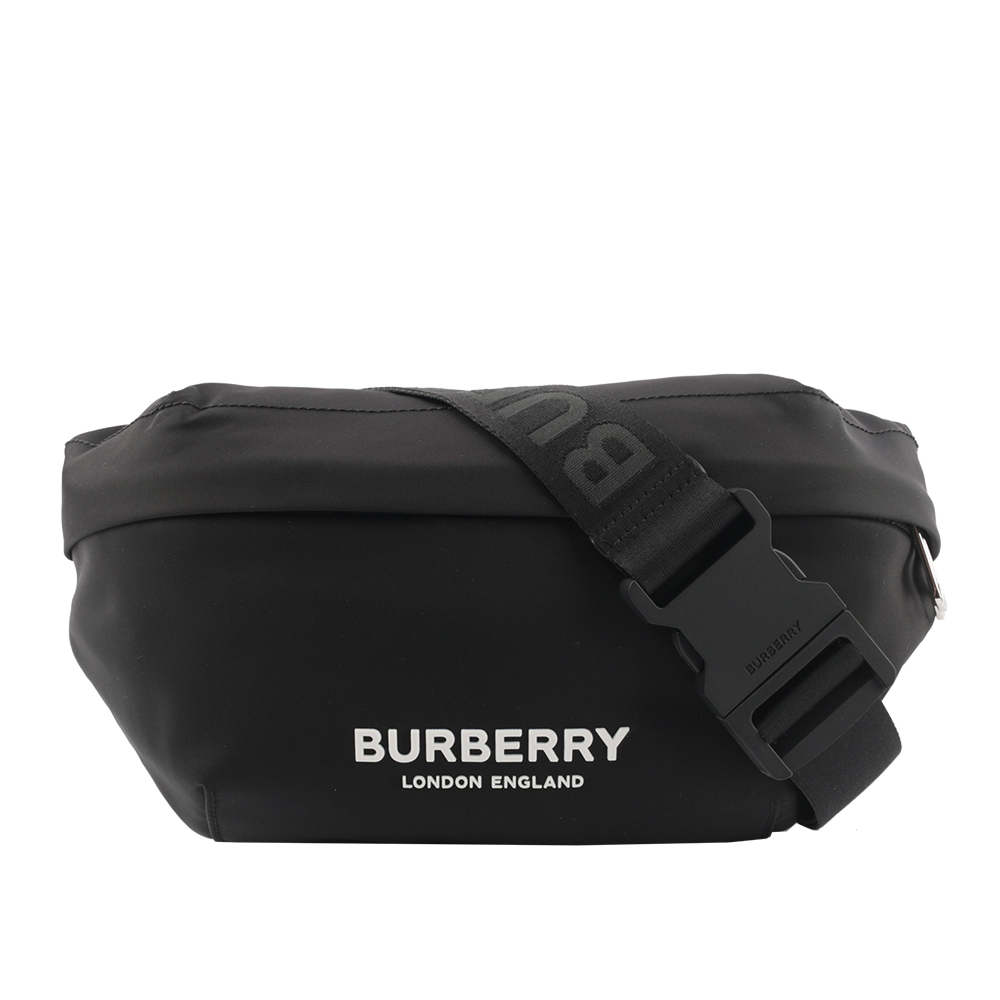 【BURBERRY】Logo 標誌尼龍 Sonny腰包(黑色)