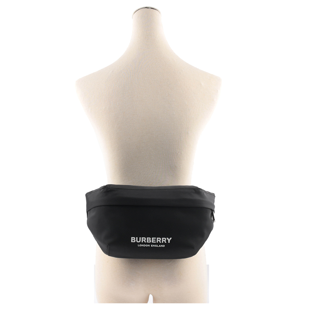 【BURBERRY】Logo 標誌尼龍 Sonny腰包(黑色) 8049095 A1189