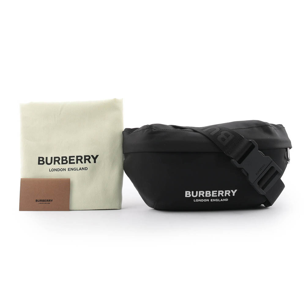 【BURBERRY】Logo 標誌尼龍 Sonny腰包(黑色) 8049095 A1189